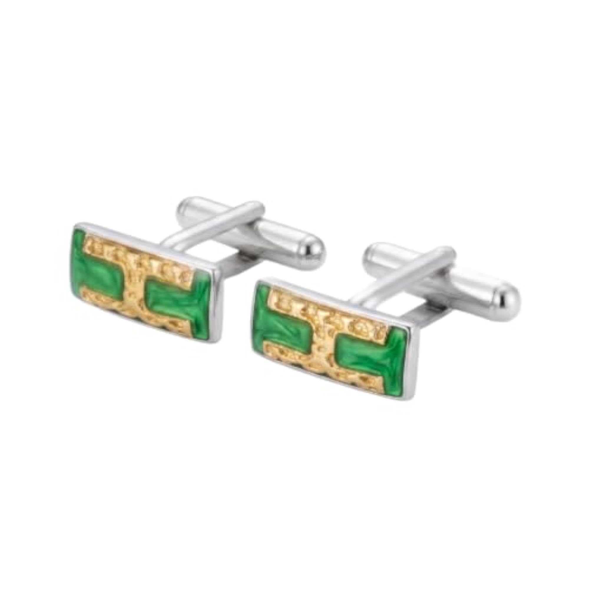 Men's Rectangular Enamel Cufflinks, Luxury Gift for Formal Wear